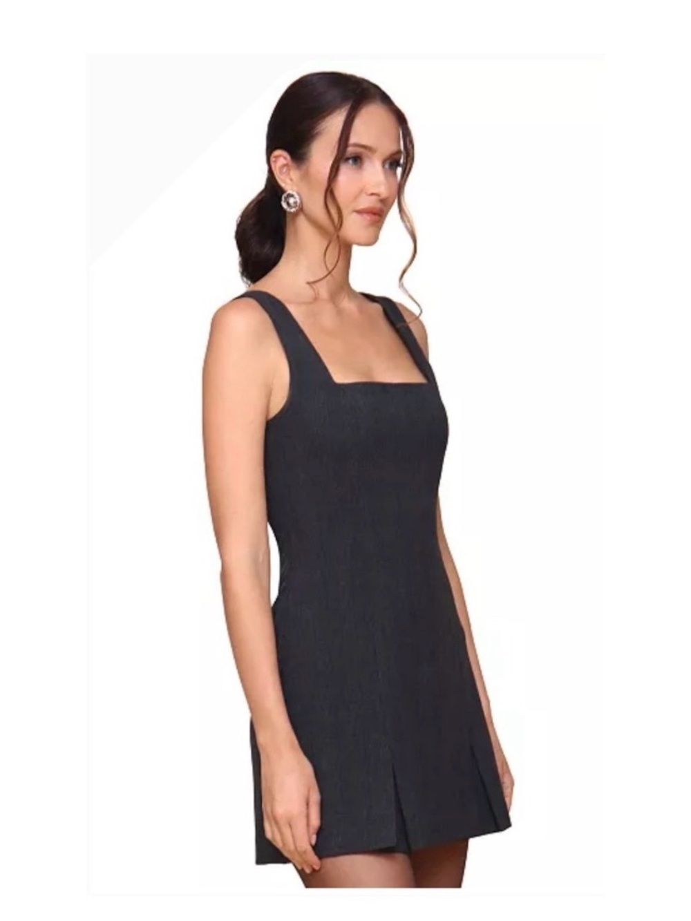 Avec Les Filles Black Square-Neck Mini Dress